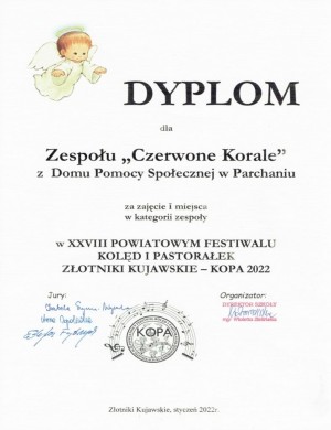Dyplom dla zespołu Czerwone Korale